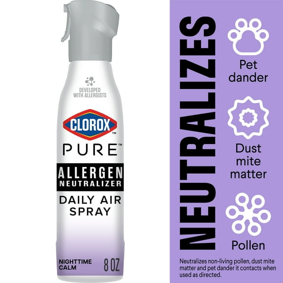 Clorox PURE Allergen Neutralizer Daily Air Spray, Nighttime Calm, 8 Ounces
