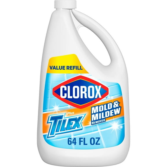 Clorox Plus Tilex Mold and Mildew Remover Bathroom and Shower Cleaner with Bleach Refill Bottle, 64 fl oz