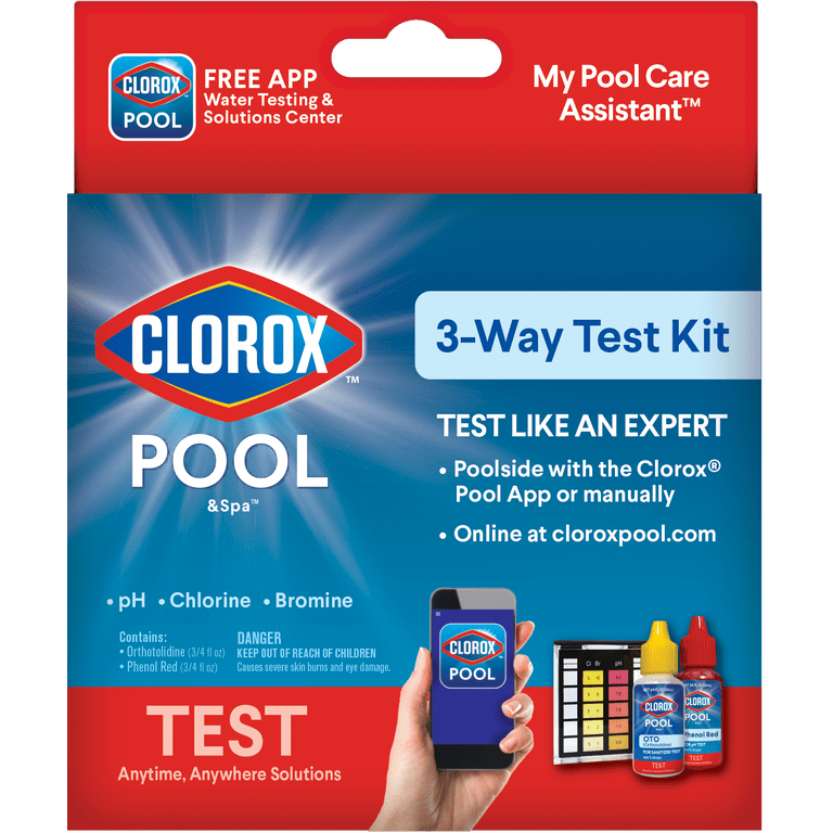 Clorox Pool&Spa, 3-Way Pool Test Kit, pH, Chlorine, Bromine