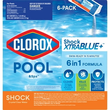 Clorox® Pool&Spa™ Shock XTRABLUE®  ™, Kills Bacteria & Algae in Swimming Pools, Swim-Ready in 15 Minutes (6-Pack)