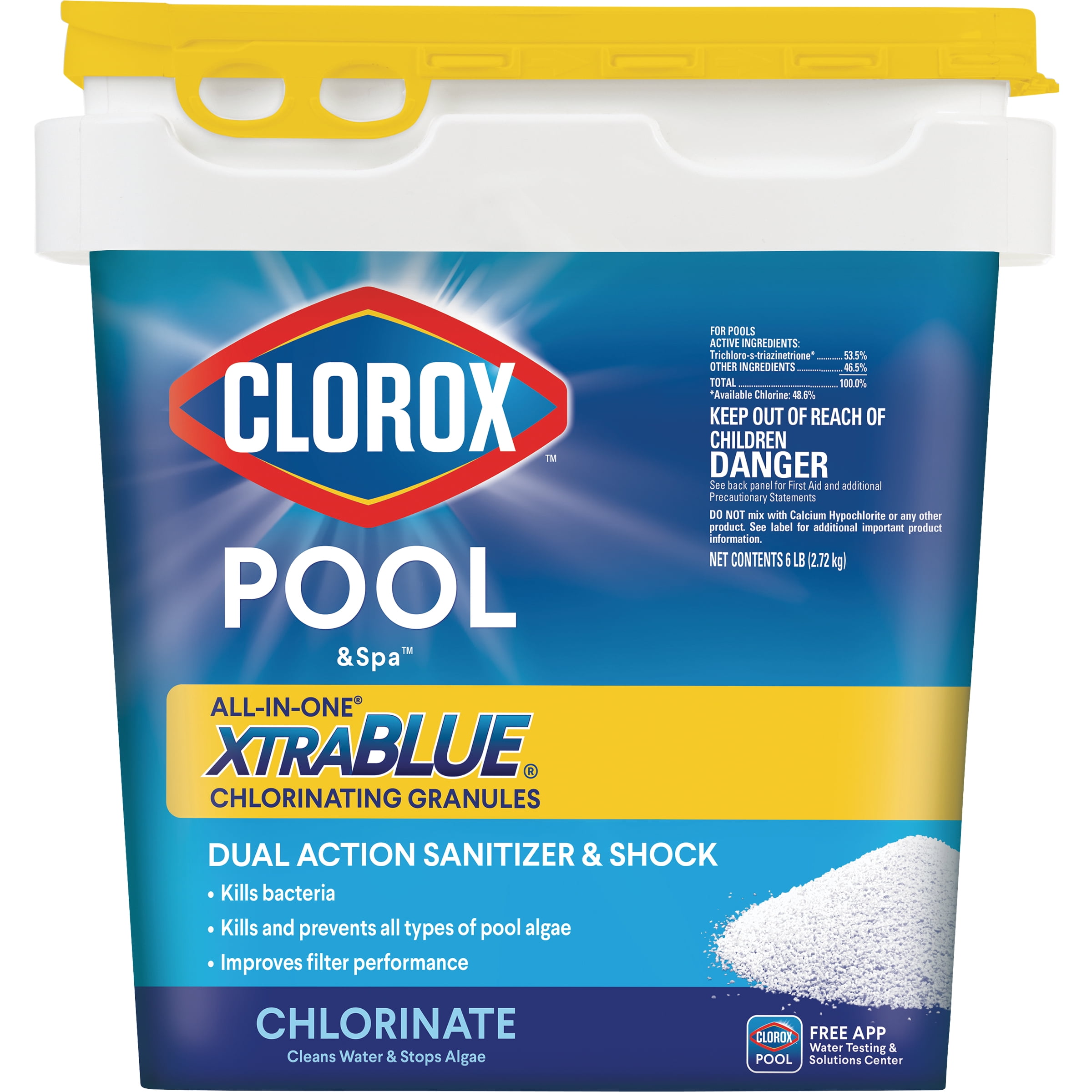 Clorox Pool\u0026Spa All-in-One XtraBlue Chlorine Pool Chemicals Chlorinating Granules, 6 lb