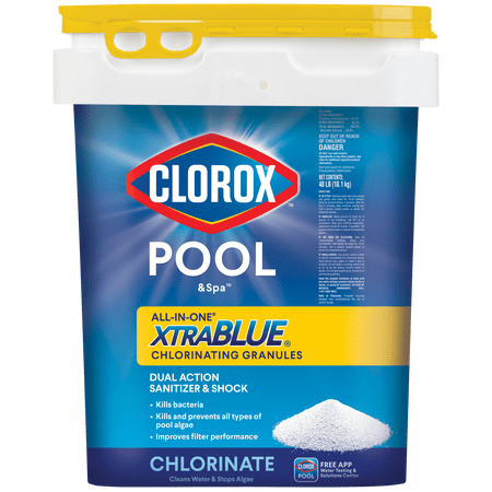 Clorox Pool&Spa All-in-One XtraBlue Chlorine Pool Chemicals Granules, 40 lbs
