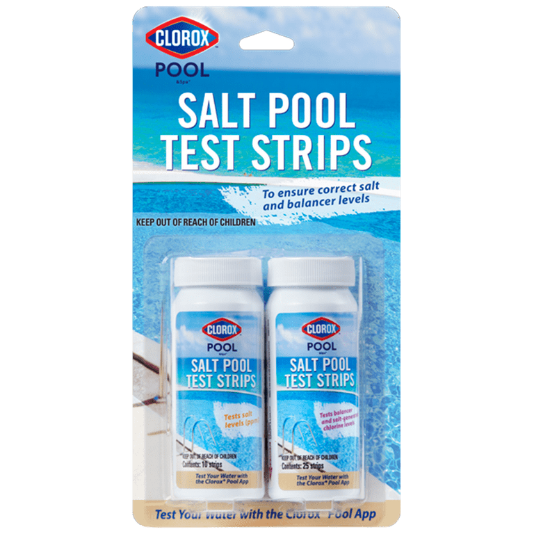 Clorox Pool&amp;Spa Salt Pool Test Strips, 25 Six-Way &amp; 10 Salt Level 