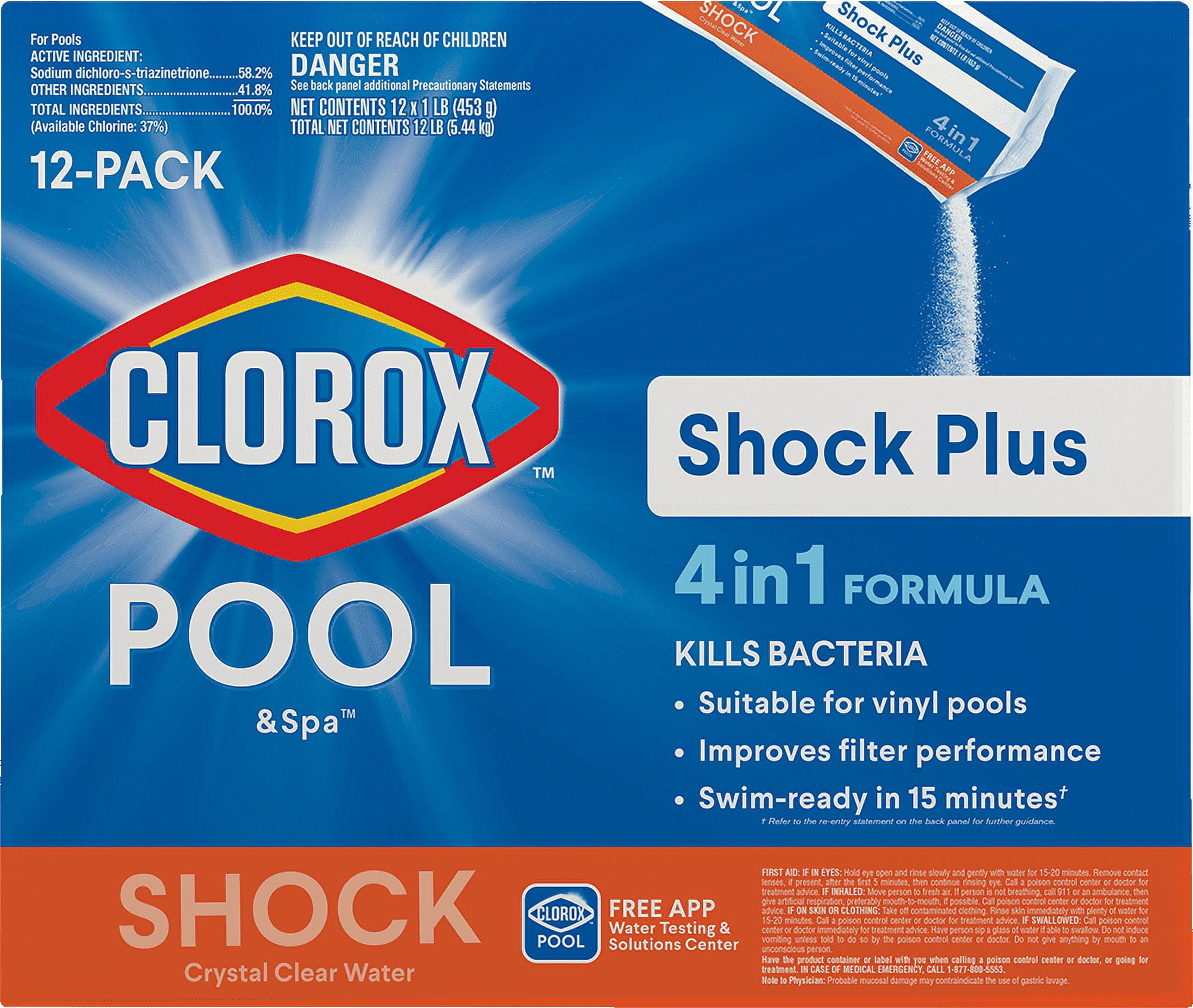 Clorox Pool&Spa Shock Plus Pool Shock for Swimming Pools, 12pk