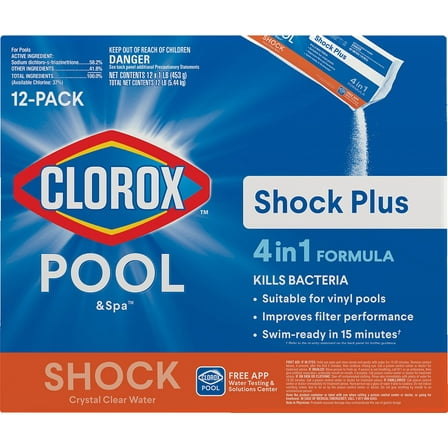 Clorox Pool&Spa Shock Plus Pool Shock for Swimming Pools, 12pk