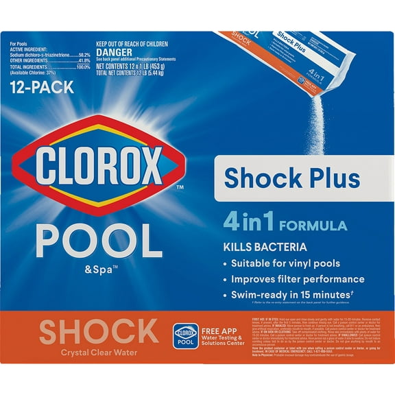 Clorox Pool&Spa Shock Plus Pool Shock for Swimming Pools, 12pk