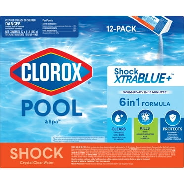 Clorox® Pool&Spa Shock XTRABLUE® Plus™, Kills Bacteria & Algae in Swimming Pools, Swim-Ready in 15 Minutes, (12-Pack)