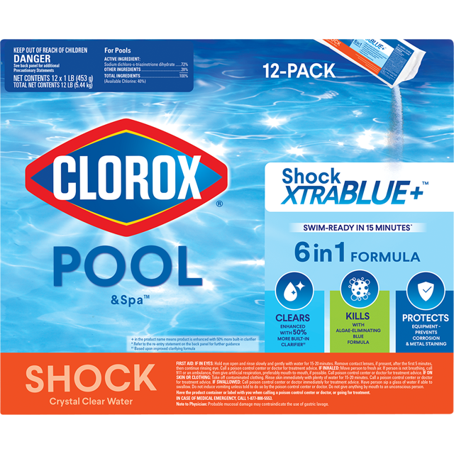 Clorox Pool&Spa Shock XtraBlue+ Granules for Swimming Pools, 12pk