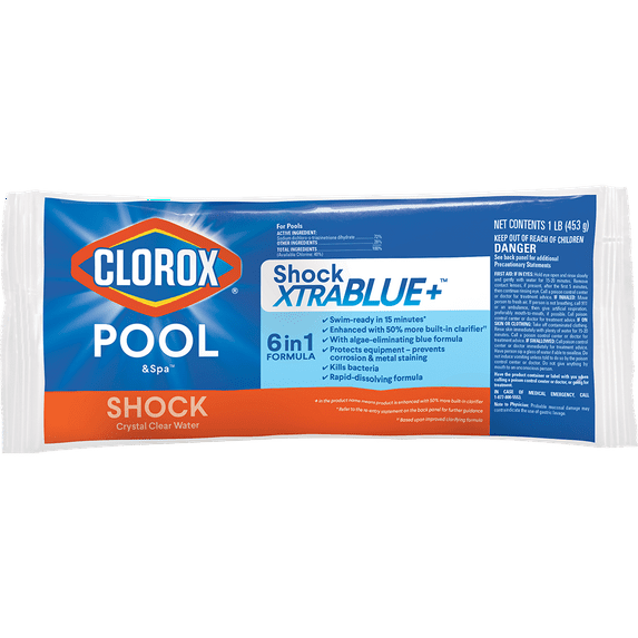 Clorox Pool&Spa Shock XtraBlue+ Granules Swimming Pool Shock, 1lb for sanitization