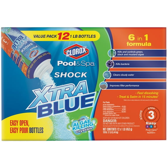 Clorox Pool&Spa Swimming Pool Shock Xtra Blue Granules, 12 lbs