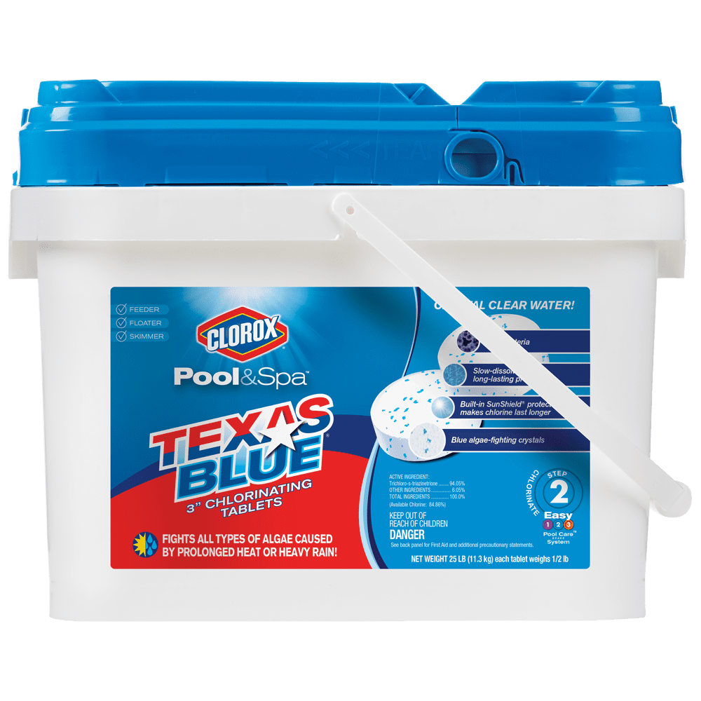 Clorox Pool&Spa Texas Blue 3" Chlorinating Tablets, 25 lbs Swimming Pool Tablets