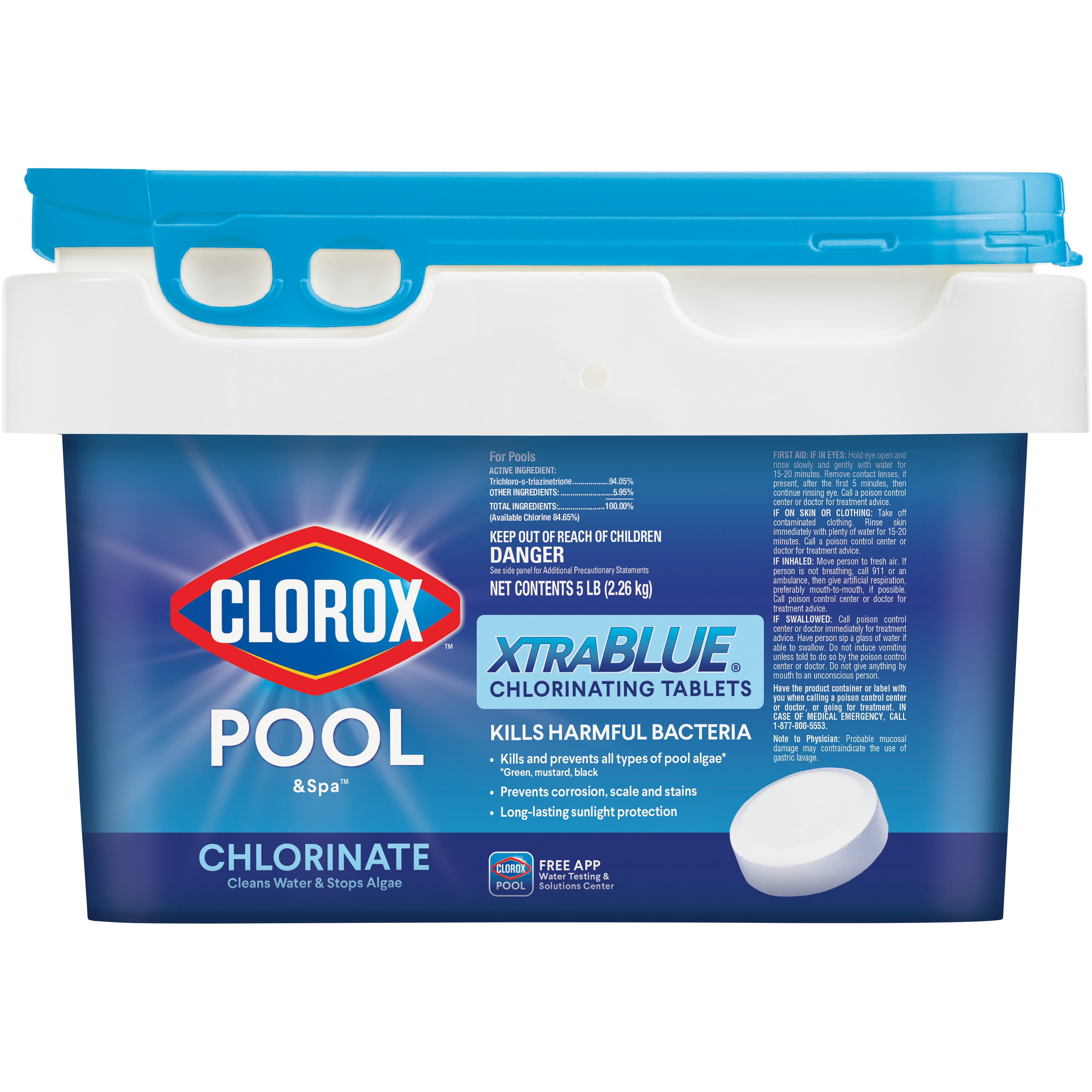 Clorox Pool&Spa XtraBlue 3" Chlorinating Tablets Chlorine Pool Chemicals , 5lb