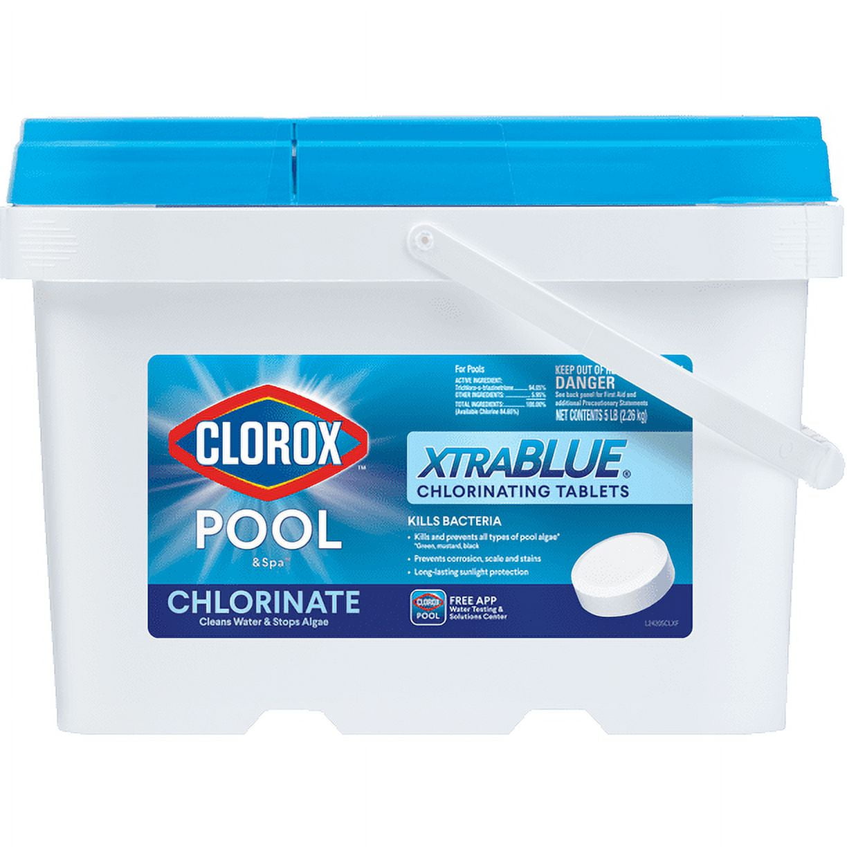 Clorox XtraBlue 3inch Chlorine Spa Tablets, Long Lasting, 5lb for
