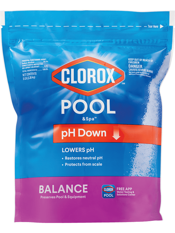 pH Down, Reduces pH in Swimming Pools, 5 lb Bag, Granules