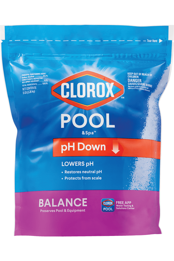 pH Down, Reduces pH in Swimming Pools, 5 lb Bag, Granules
