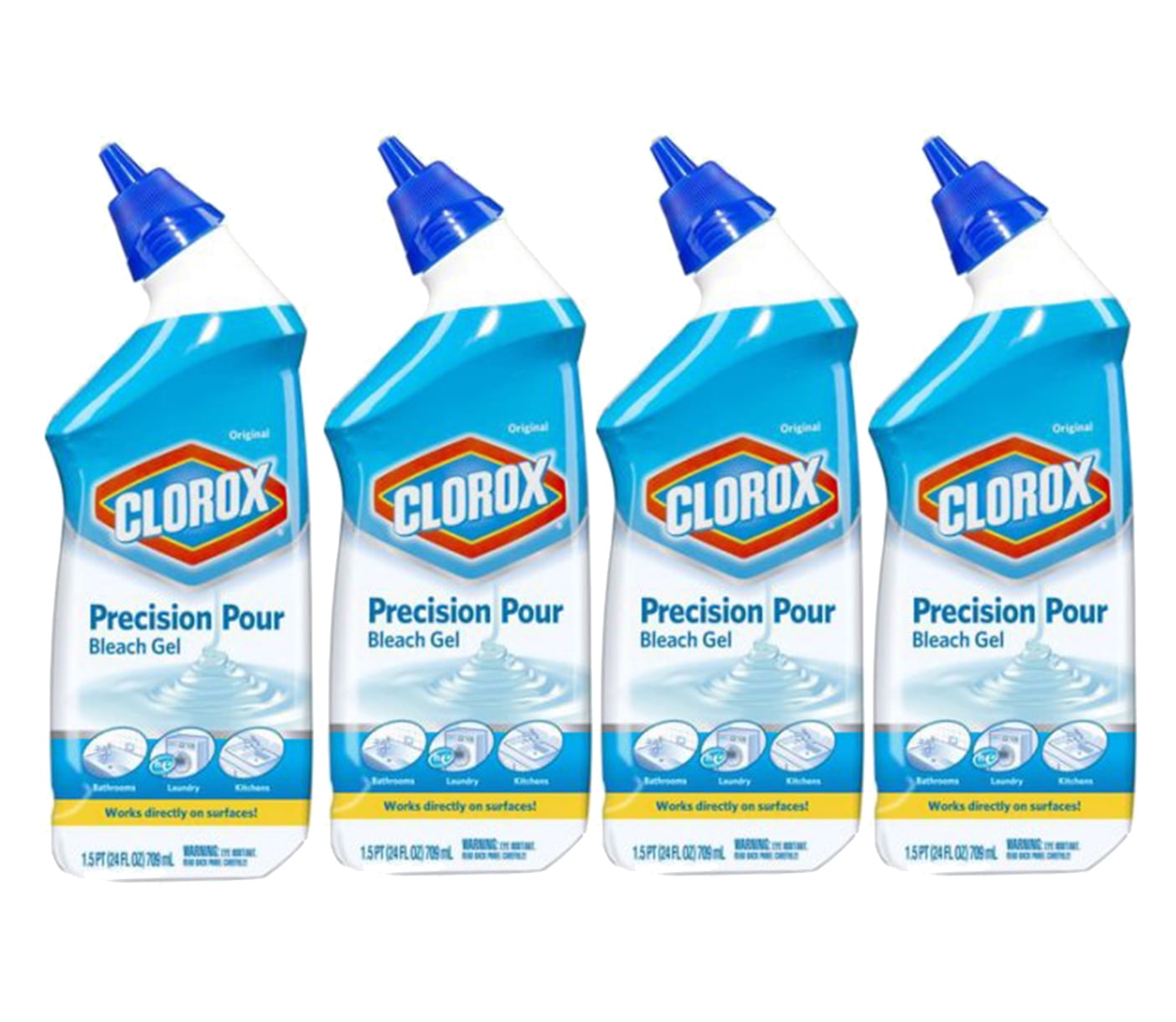 Clorox Precision Pour Bleach Gel, Original Scent, 24 oz, 4 Pack