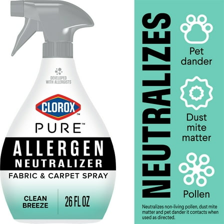 Clorox PURE Allergen Neutralizer Fabric and Carpet Spray, Clean Breeze, 26 Fl Oz.