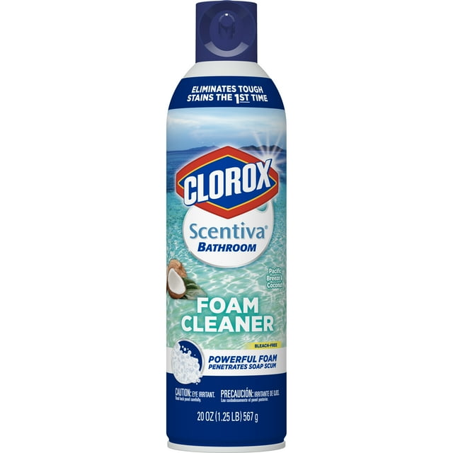 Clorox Scentiva Bathroom Foam Cleaner Foaming Aerosol MultiSurface Cleaner Pacific Breeze