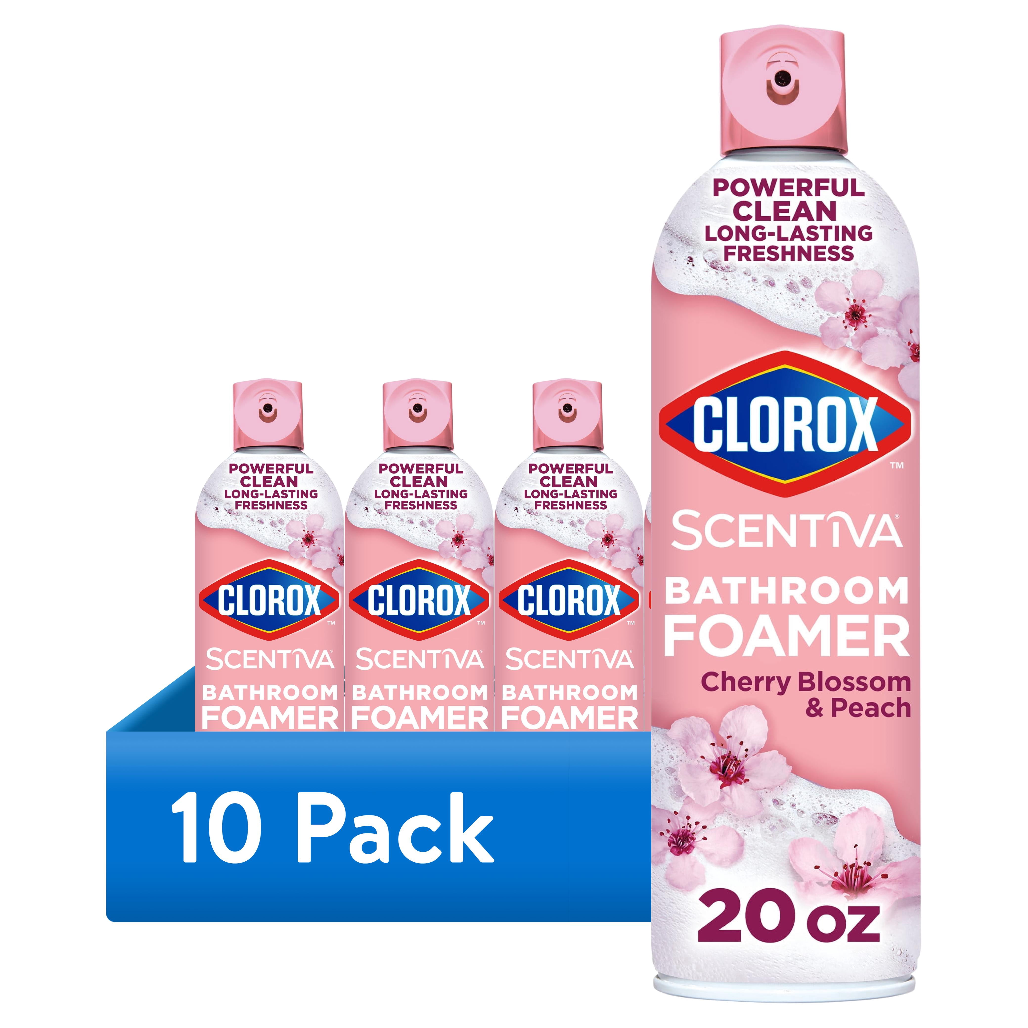 (10 pack) Clorox Scentiva Bathroom Foamer, Cherry Blossom and Peach, 20 Ounces