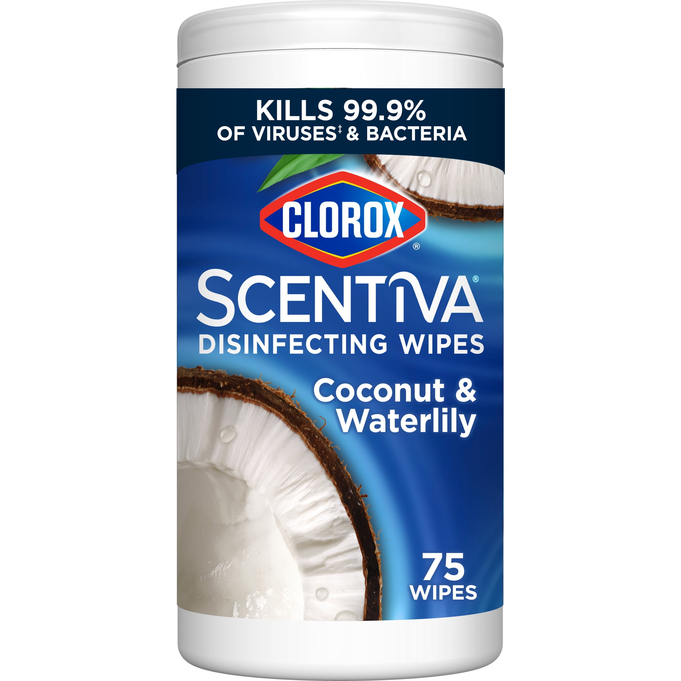 Clorox Scentiva Bleach-Free Cleaning Wipes, Coconut and Waterlily, 75 Count