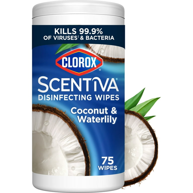 Clorox Scentiva Wipes, Bleach Free Cleaning Wipes, Household Essentials,  Pacific Breeze & Coconut, 75 Count (Pack of 3)
