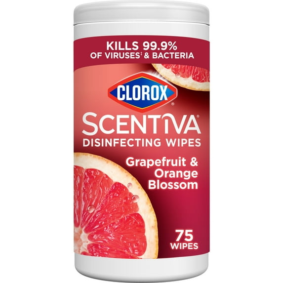 Clorox Scentiva Bleach-Free Cleaning Wipes, Grapefruit & Orange Blossom, 75 Count