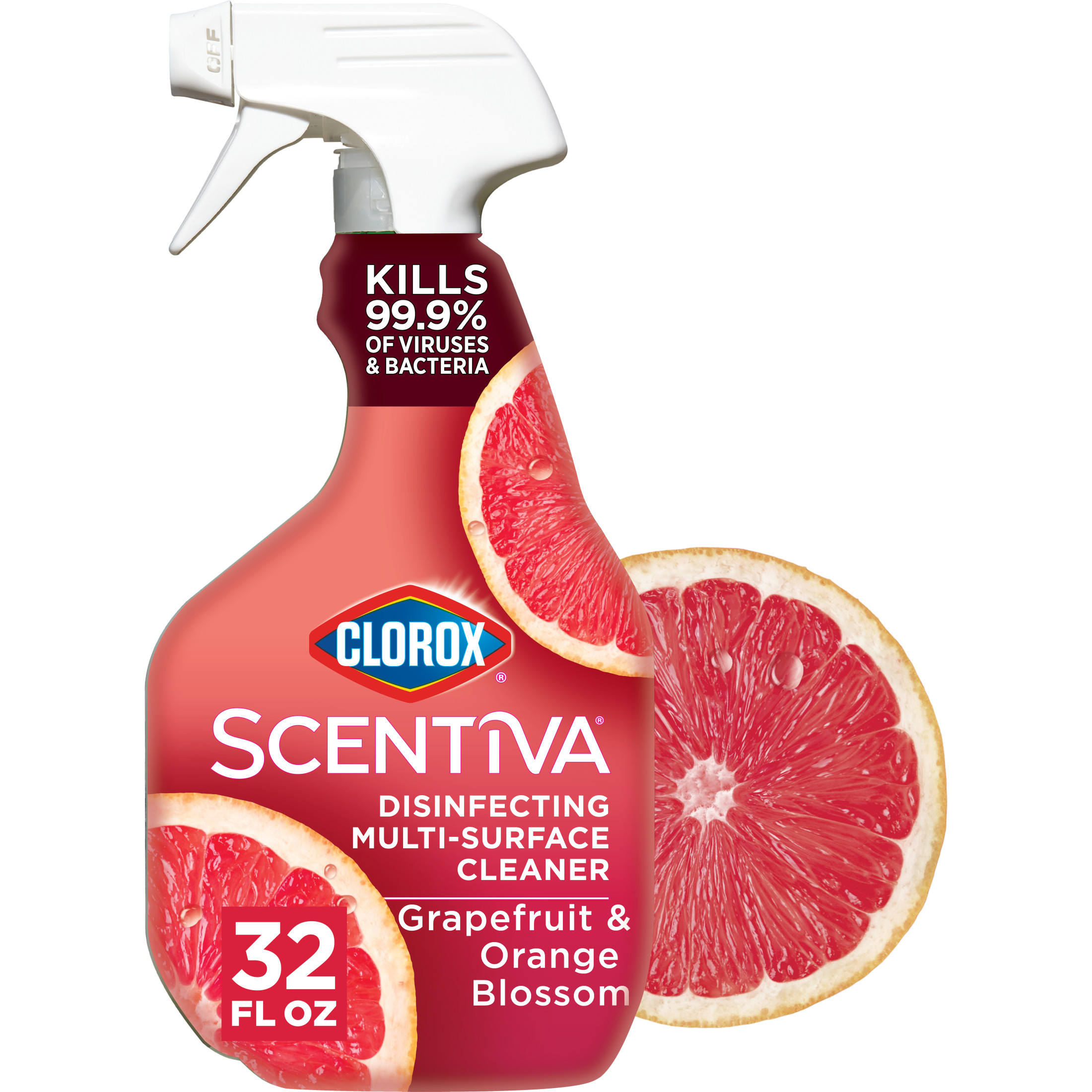Clorox Scentiva Bleach-Free Multi-Surface Cleaner Spray, Grapefruit & Orange Blossom, 32 fl oz - image 1 of 10