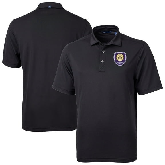 Men's-Cutter & Buck  Black Orlando City SC Big & Tall Virtue Eco Pique Recycled Polo