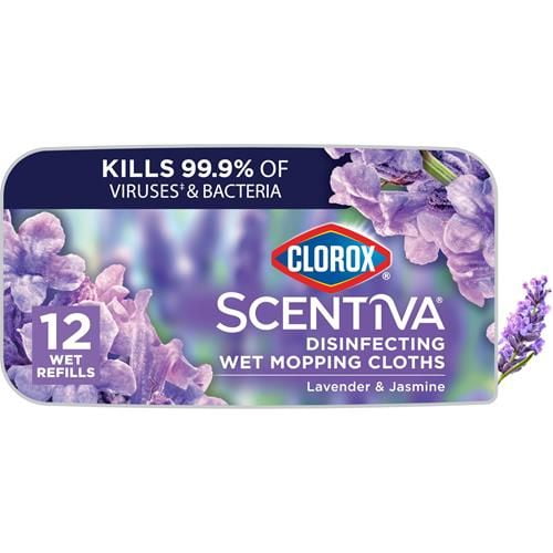 Clorox Scentiva Disinfecting Mopping Cloths, Lavender And Jasmine, 12 Wet Refills - Pack of 2