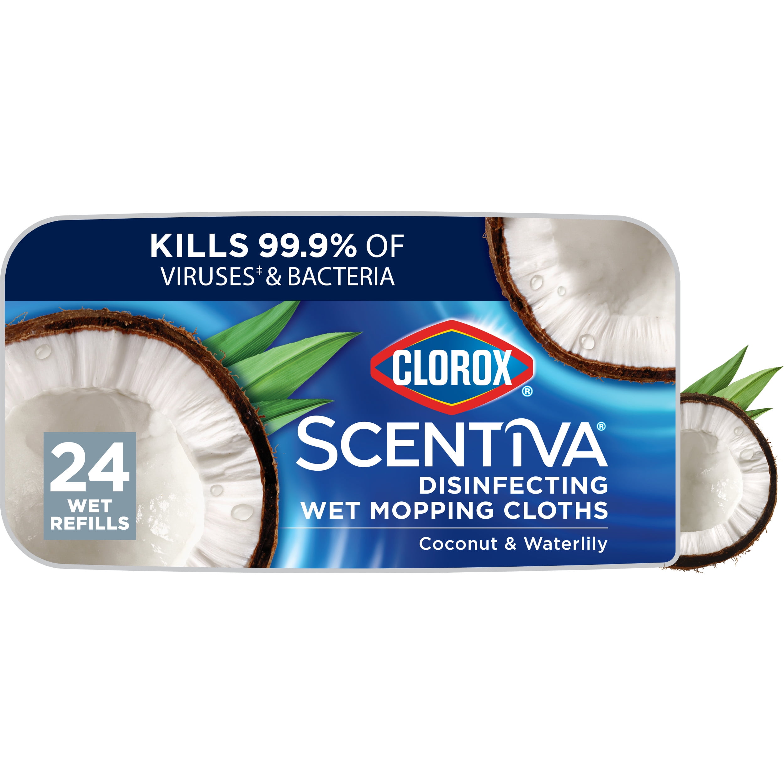 Clorox Scentiva Disinfecting Wet Mop Pads, Coconut & Waterlily, 24