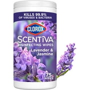 Clorox Scentiva Disinfecting Wipes, Lavender and Jasmine, 75 Count