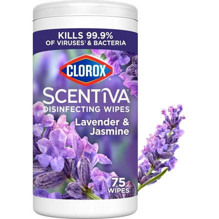 Clorox Scentiva Disinfecting Wipes, Lavender and Jasmine, 75 Count