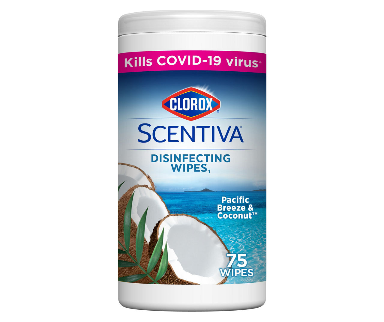 Clorox Scentiva Pacific Breeze & Coconut Disinfecting Wipes, 75Count