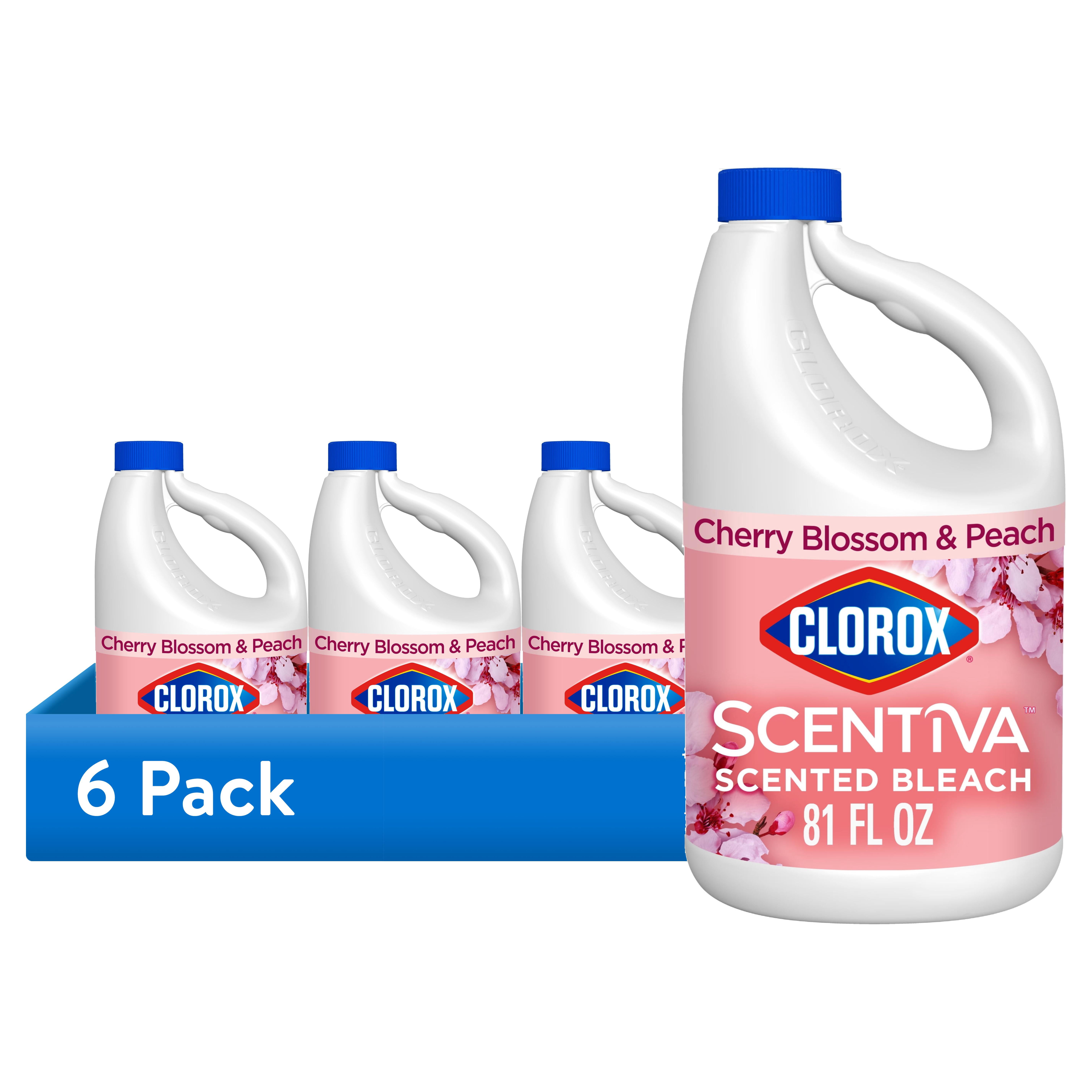 (6 pack) Clorox Scentiva Scented Bleach, Cherry Blossom and Peach, 81 Fluid Ounces