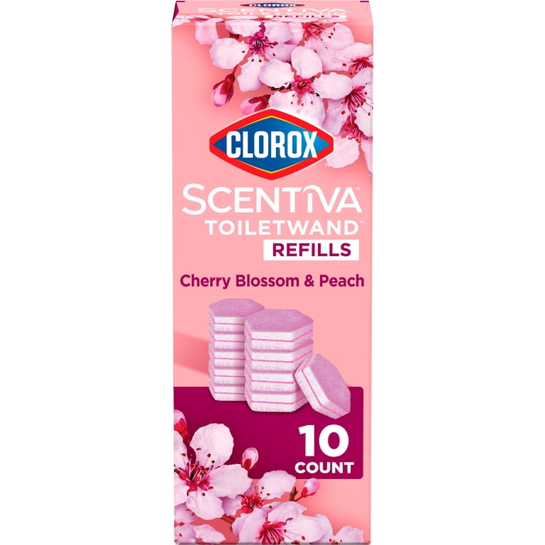 Clorox Scentiva ToiletWand Refills, Cherry Blossom and Peach, 10