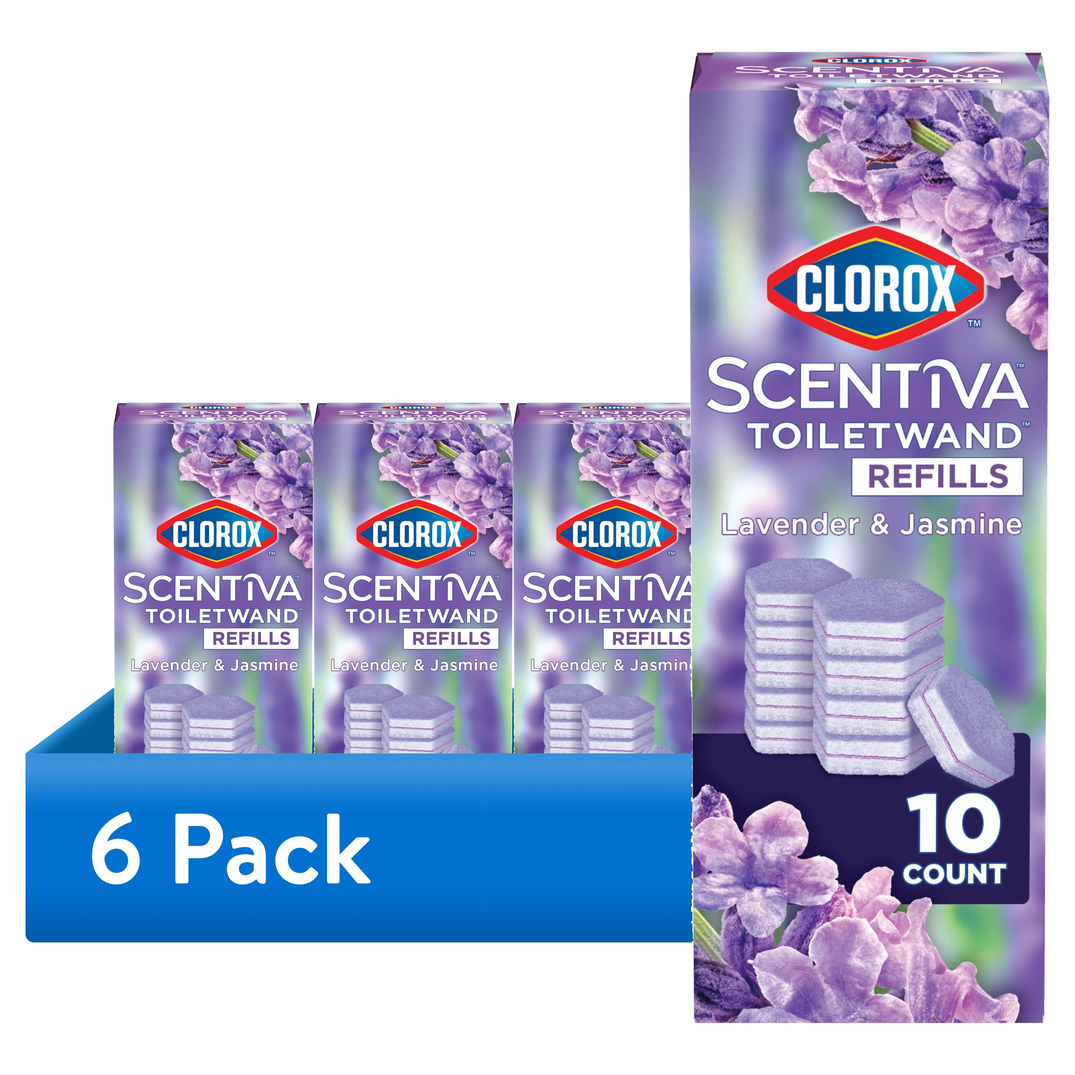 (6 pack) Clorox Scentiva ToiletWand Refills, Lavender and Jasmine, 10 Count