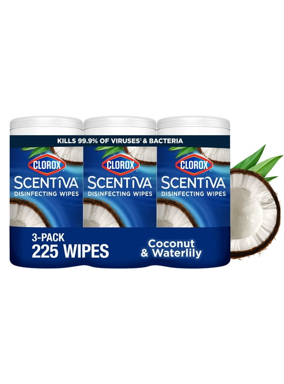 Clorox Scentiva Wipes Bleach Free Cleaning Wipes, Pacific Breeze and Coconut, 225 Count, 3 Pack