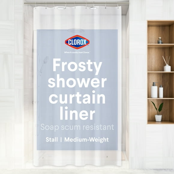 Clorox Shower Curtain Liner, Premium Medium-weight Durable Waterproof 6g PEVA for Bathroom with Weighted Magnets, Standard Size 54" x 78", Frosty 1 Pack