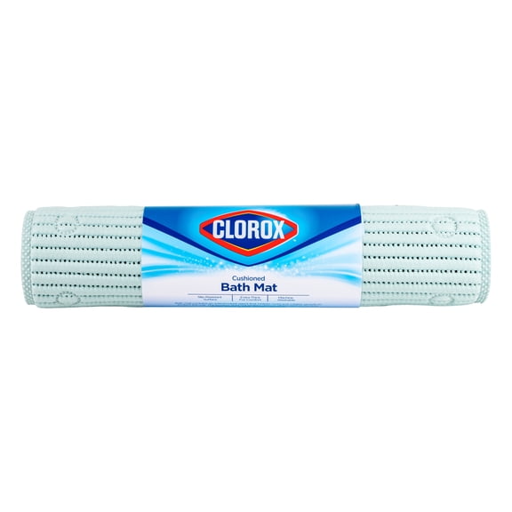 Clorox Sky Blue Cushioned Bathtub Mat with Suction Cups, 17" x 36"