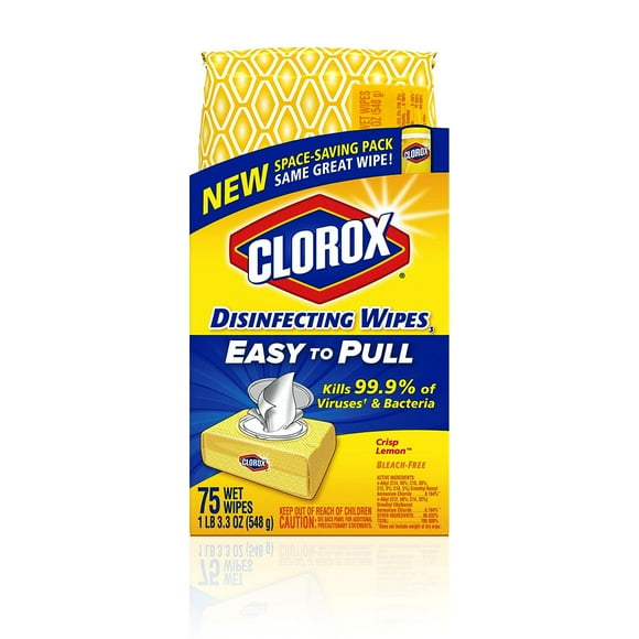 Clorox Soft Pack Easy Pull Disinfecting Wipes, Crisp Lemon, 4 oz, 75 Ct (4 pack)