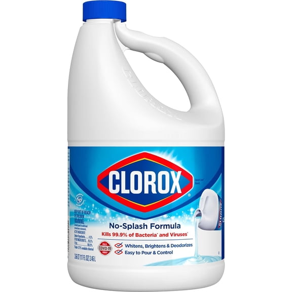 Clorox Splash-Less Bleach1, Disinfecting Bleach, Regular 117 Fluid Ounce Bottle (Package May Vary)