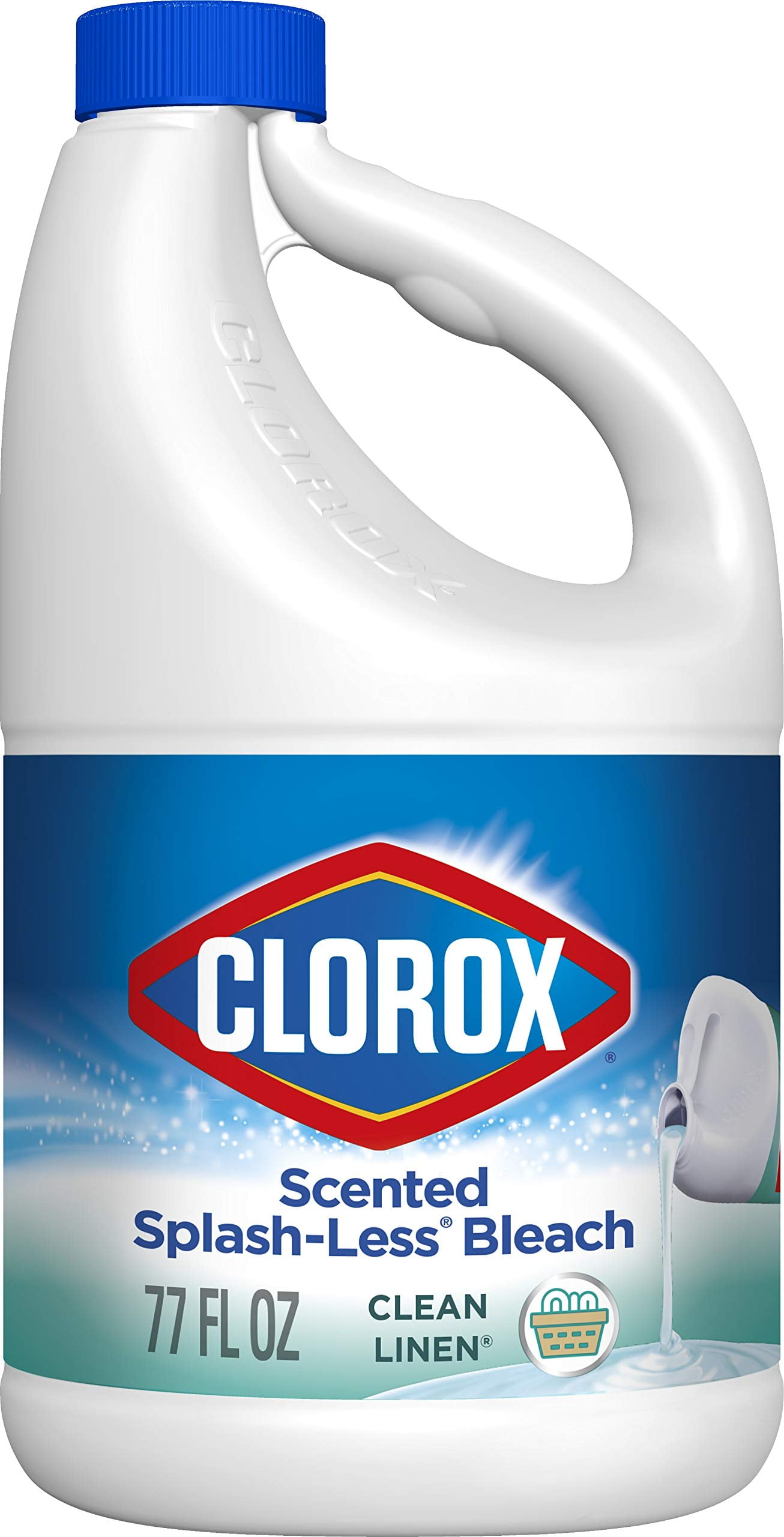 Clorox SplashLess Liquid Bleach, Clean Linen 77 Oz Bottle