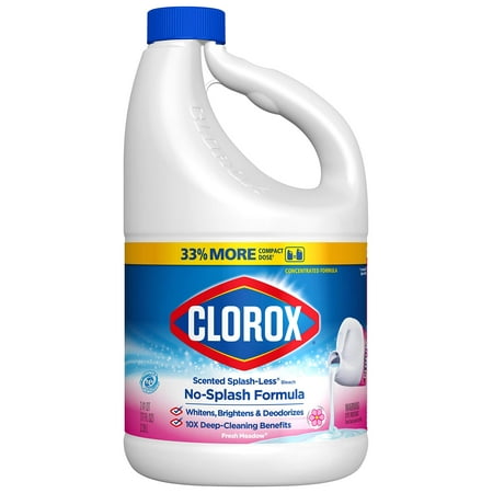 Clorox Splash-Less Liquid Bleach, Fresh Meadow - 77 Fl Oz Bottle