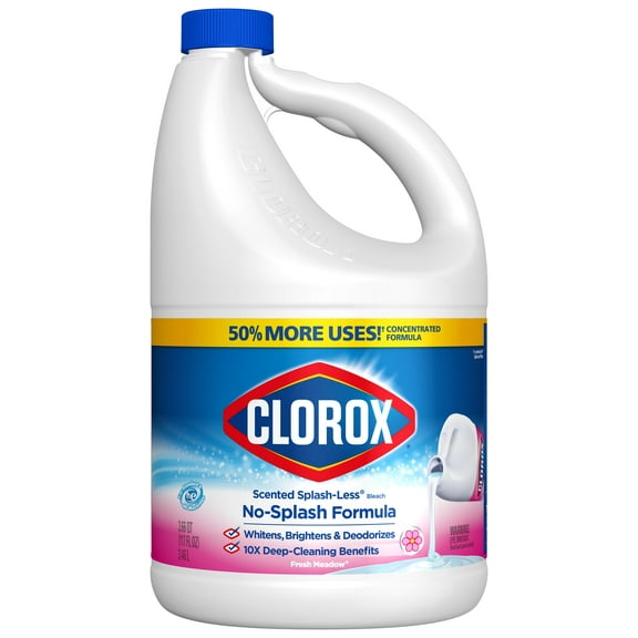 Clorox Splash-Less Liquid Bleach, Fresh Meadow (Concentrated Formula) - 117 Ounce