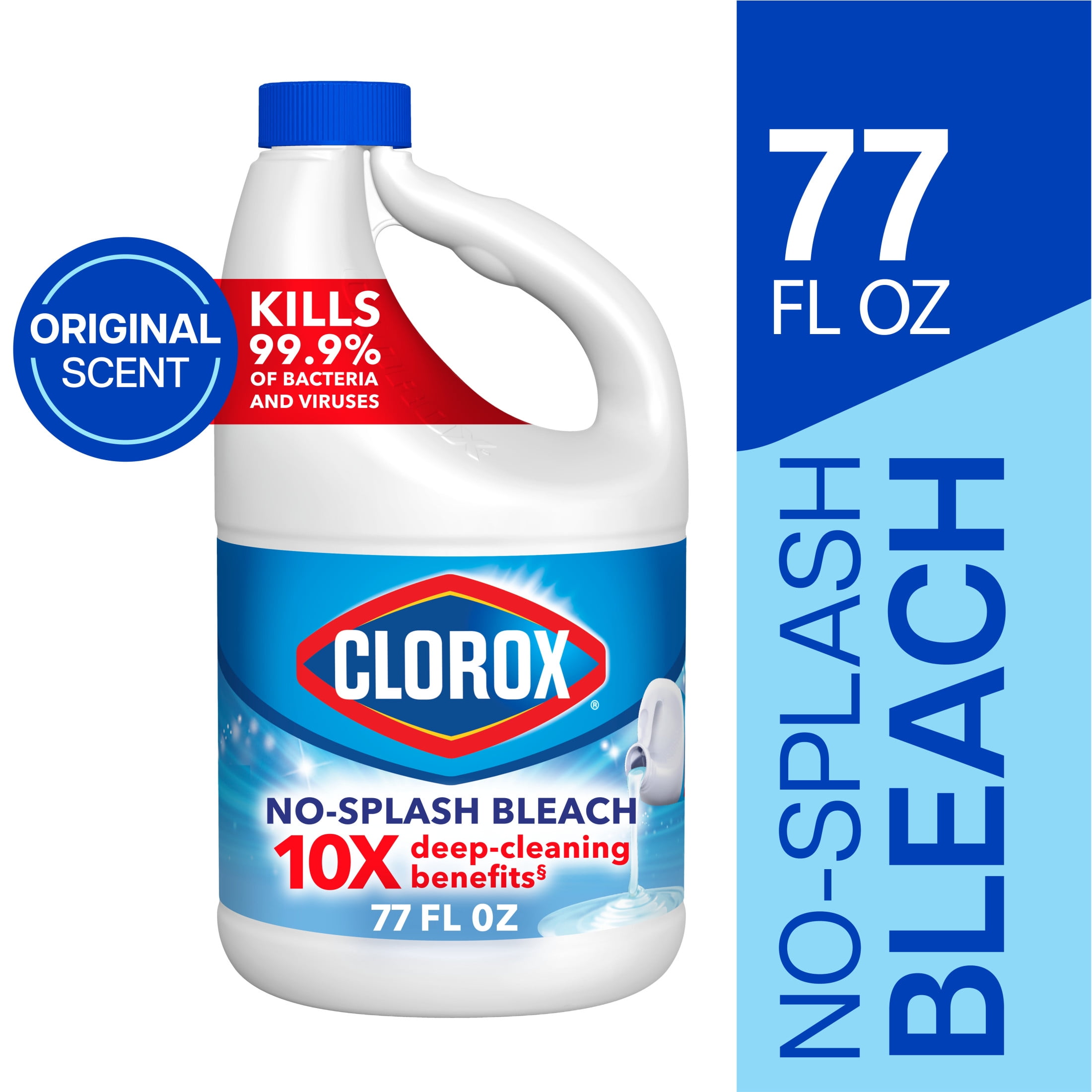 Clorox Splash-Less Liquid Bleach, Regular Scent, 77 fl oz