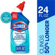 Clorox Toilet Bowl Cleaner Clinging Bleach Gel, Ocean Mist, 24 Fluid Ounces