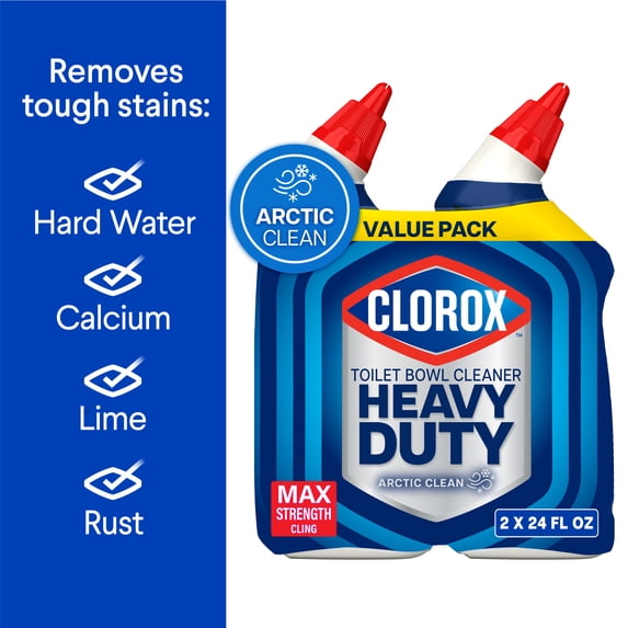 Clorox Heavy Duty Toilet Bowl Bathroom Cleaner, Arctic Clean, 24 fl oz, 2 Pack