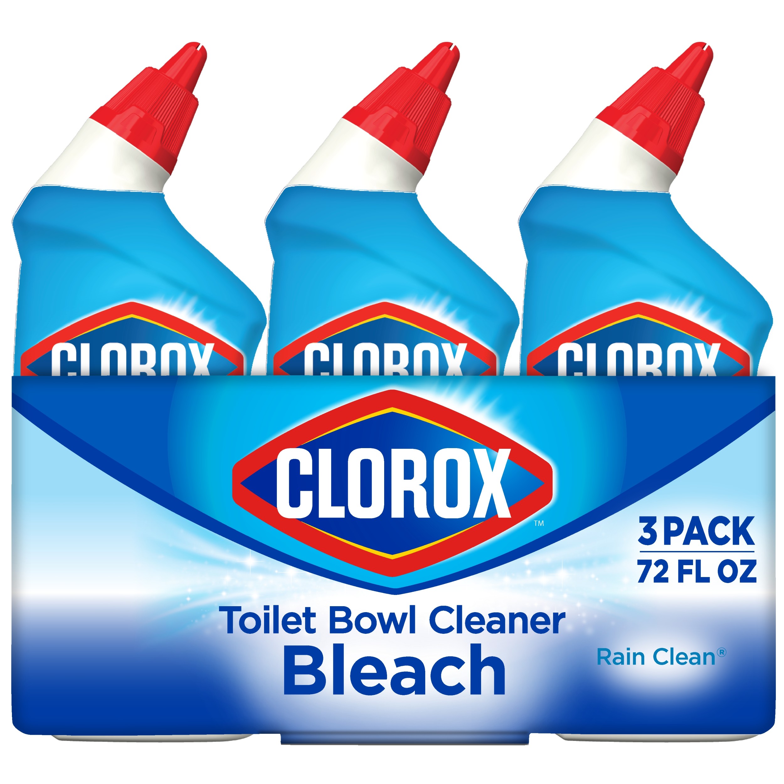Clorox Toilet Bowl Cleaner with Bleach, Rain Clean - 24 Ounces, 3 Pack - image 1 of 19