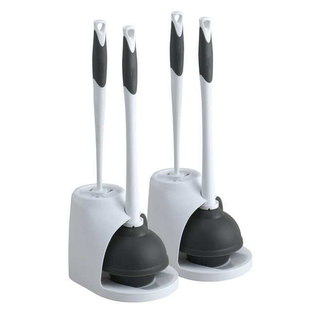 Clorox Toilet Plunger and Bowl Brush Combo Set with Caddy, 6.75" x 7" x
