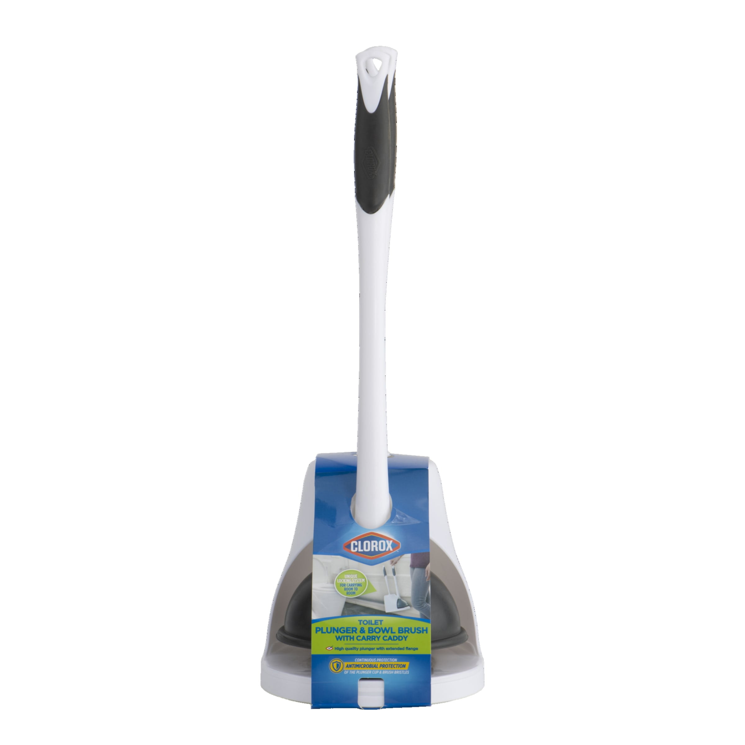 Clorox Toilet Plunger and Bowl Brush Combo Set with Caddy